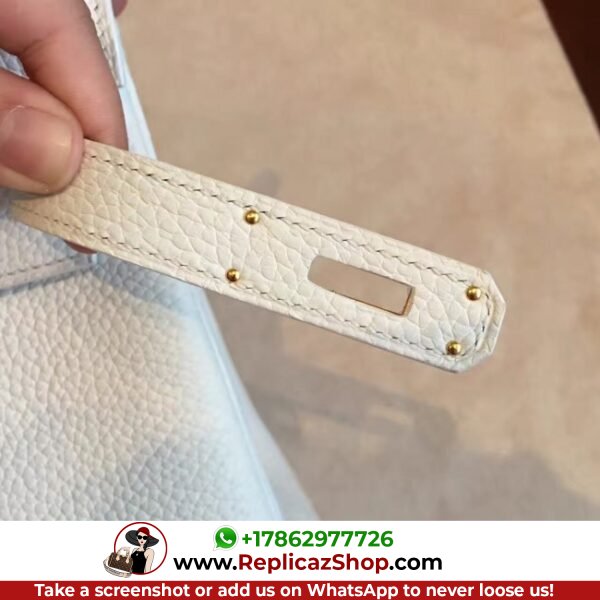 Hermes White Clemence Kelly Retourne 28cm Lushentic AAAAA Grade Replica - Image 6