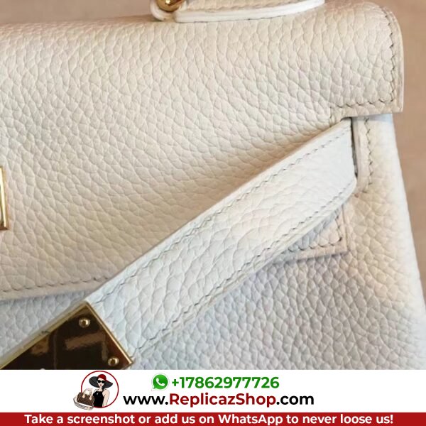 Hermes White Clemence Kelly Retourne 28cm Lushentic AAAAA Grade Replica - Image 9