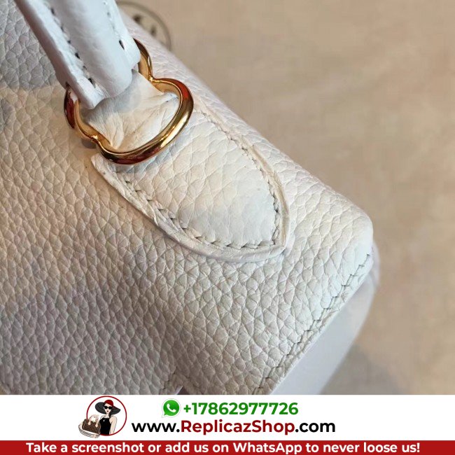 Hermes White Clemence Kelly Retourne 28cm Lushentic AAAAA Grade Replica - Image 10