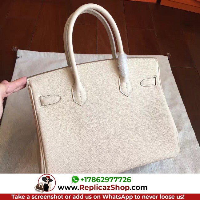Hermes Beige Clemence Birkin 30cm Lushentic AAAAA Grade Replica - Image 4