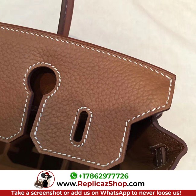 Hermes Brown Clemence Birkin 25cm Lushentic AAAAA Grade Replica - Image 2