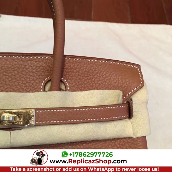 Hermes Brown Clemence Birkin 25cm Lushentic AAAAA Grade Replica - Image 4