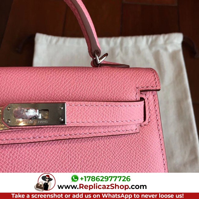 Hermes Rose Confetti Epsom Kelly Mini II 20cm Lushentic AAAAA Grade Replica - Image 9