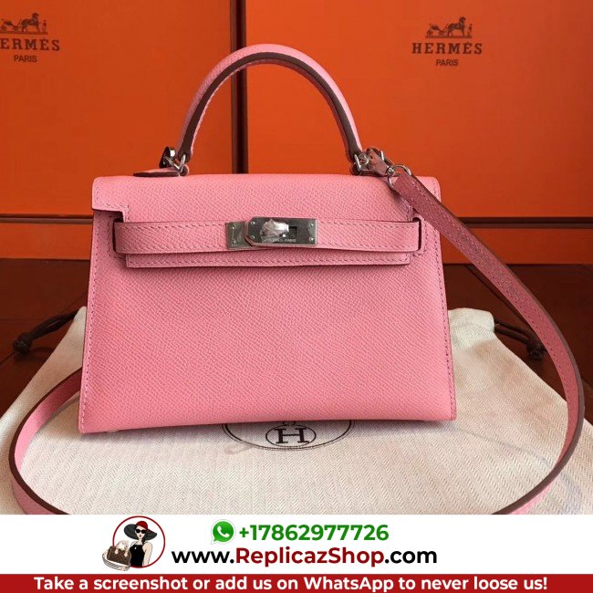 Hermes Rose Confetti Epsom Kelly Mini II 20cm Lushentic AAAAA Grade Replica