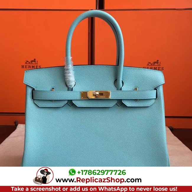 Hermes Blue Atoll Epsom Birkin 35cm Lushentic AAAAA Grade Replica