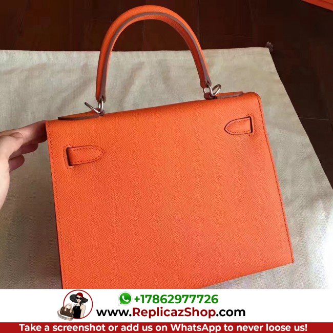Hermes Orange Epsom Kelly Sellier 28cm Lushentic AAAAA Grade Replica - Image 5