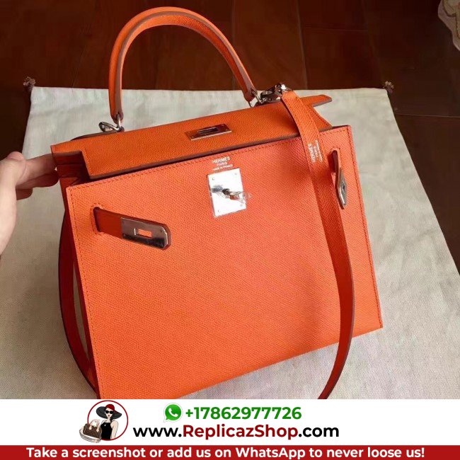 Hermes Orange Epsom Kelly Sellier 28cm Lushentic AAAAA Grade Replica - Image 7