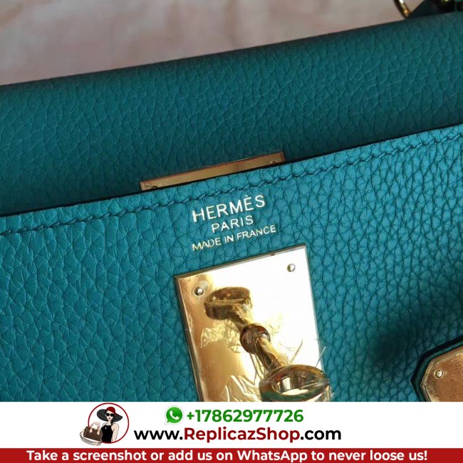 Hermes Blue Paon Clemence Kelly Retourne 28cm Lushentic AAAAA Grade Replica - Image 3