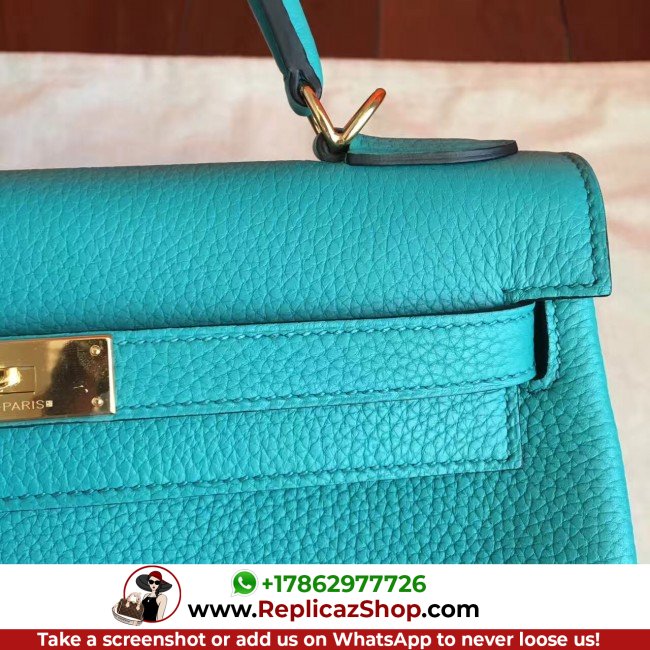 Hermes Blue Paon Clemence Kelly Retourne 28cm Lushentic AAAAA Grade Replica - Image 5