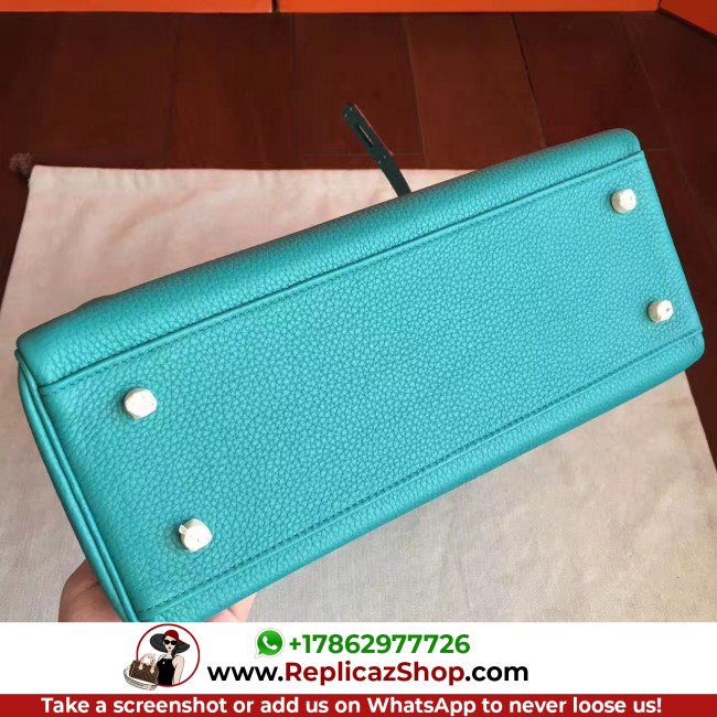 Hermes Blue Paon Clemence Kelly Retourne 28cm Lushentic AAAAA Grade Replica - Image 6