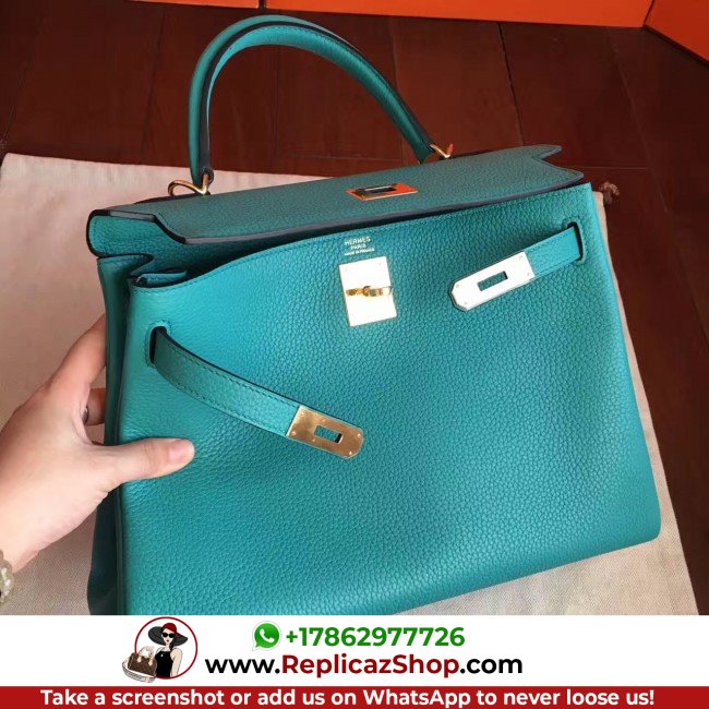 Hermes Blue Paon Clemence Kelly Retourne 28cm Lushentic AAAAA Grade Replica - Image 7