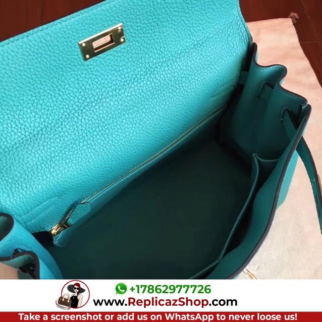 Hermes Blue Paon Clemence Kelly Retourne 28cm Lushentic AAAAA Grade Replica - Image 8