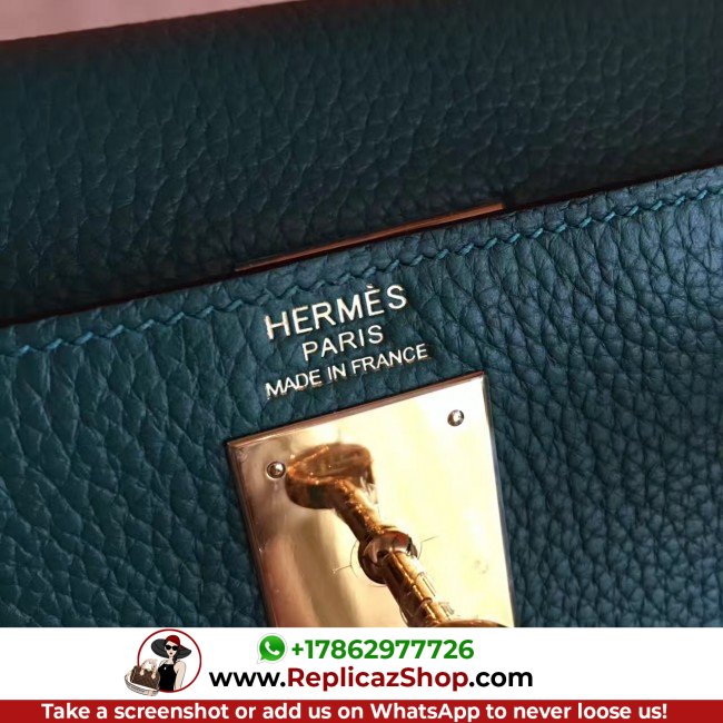 Hermes Malachite Clemence Kelly Retourne 28cm Lushentic AAAAA Grade Replica - Image 3