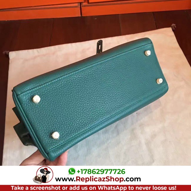 Hermes Malachite Clemence Kelly Retourne 28cm Lushentic AAAAA Grade Replica - Image 4