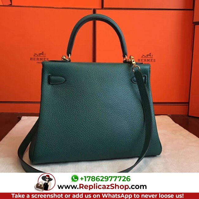 Hermes Malachite Clemence Kelly Retourne 28cm Lushentic AAAAA Grade Replica - Image 6