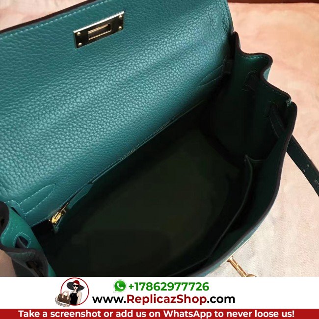 Hermes Malachite Clemence Kelly Retourne 28cm Lushentic AAAAA Grade Replica - Image 9