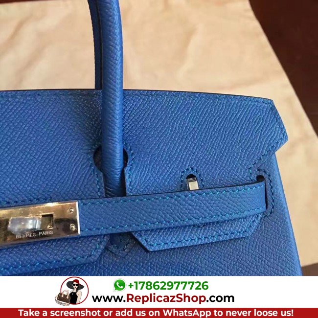 Hermes Blue Epsom Birkin 25cm Lushentic Grade Replica - Image 5