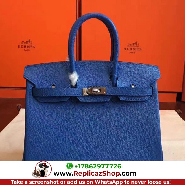 Hermes Blue Epsom Birkin 25cm Lushentic Grade Replica - Image 7