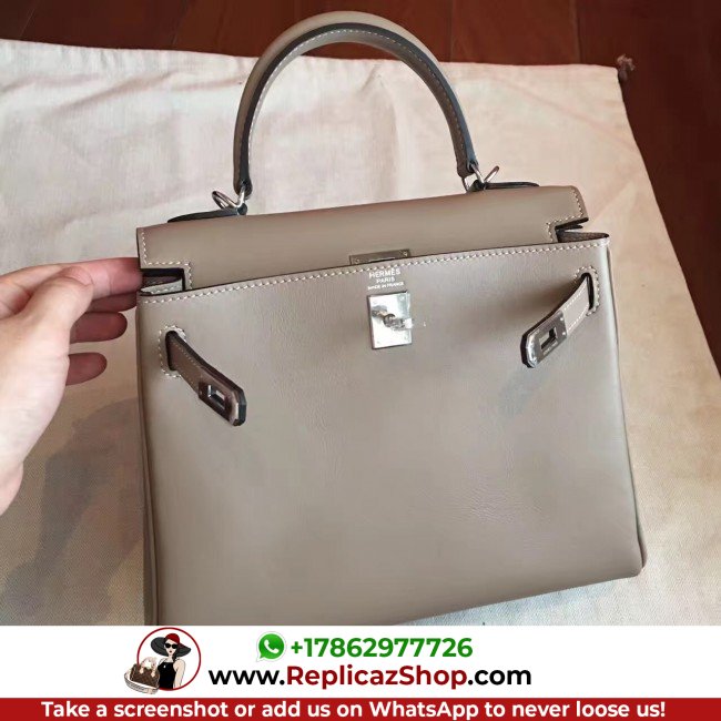 Hermes Grey Swift Kelly 25cm Retourne Lushentic AAAAA Grade Replica - Image 3