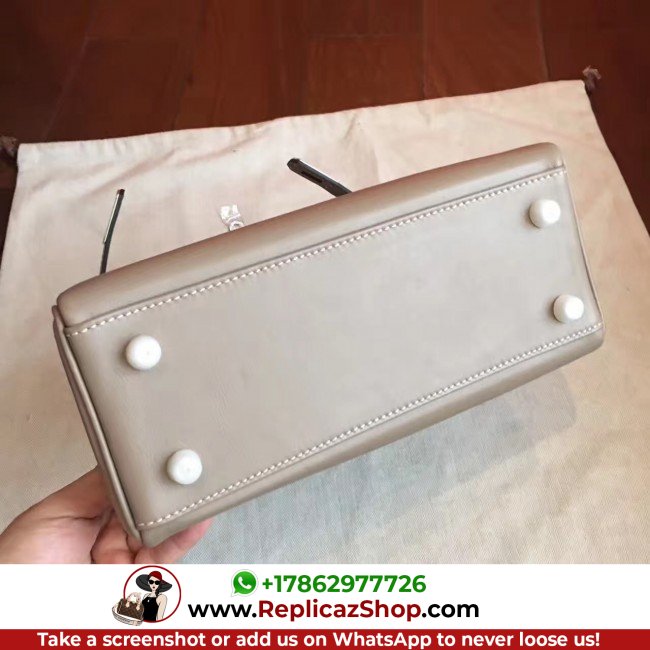 Hermes Grey Swift Kelly 25cm Retourne Lushentic AAAAA Grade Replica - Image 5