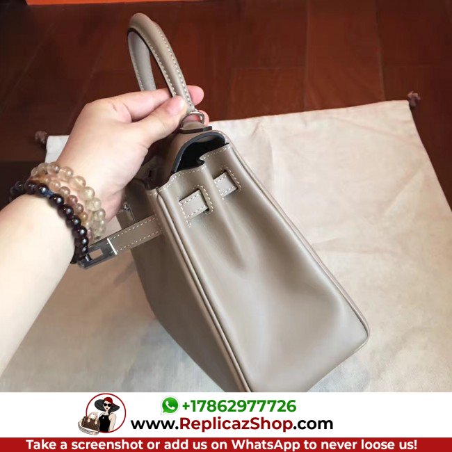 Hermes Grey Swift Kelly 25cm Retourne Lushentic AAAAA Grade Replica - Image 7