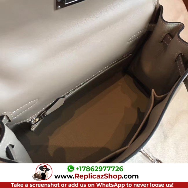 Hermes Grey Swift Kelly 25cm Retourne Lushentic AAAAA Grade Replica - Image 9