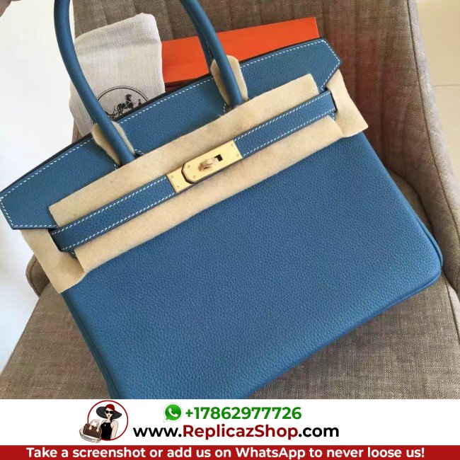 Blue Jean Clemence Birkin 30cm Lushentic AAAAA Grade Replica - Image 3
