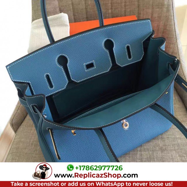 Blue Jean Clemence Birkin 30cm Lushentic AAAAA Grade Replica - Image 4