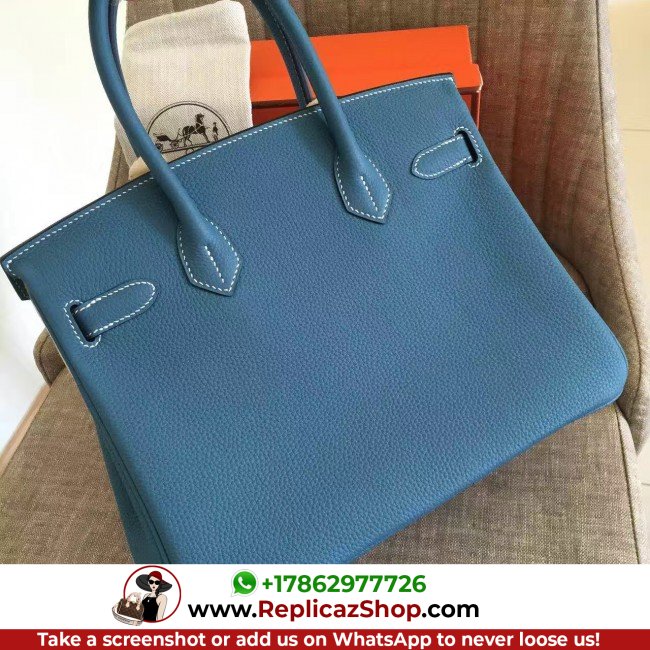 Blue Jean Clemence Birkin 30cm Lushentic AAAAA Grade Replica - Image 9
