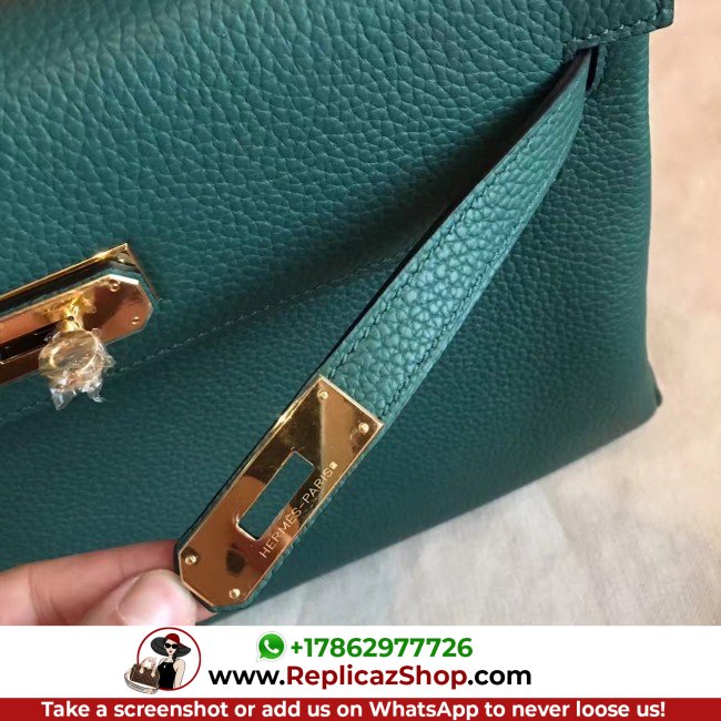 Hermes Malachite Clemence Kelly Retourne 32cm Lushentic AAAAA Grade Replica - Image 3