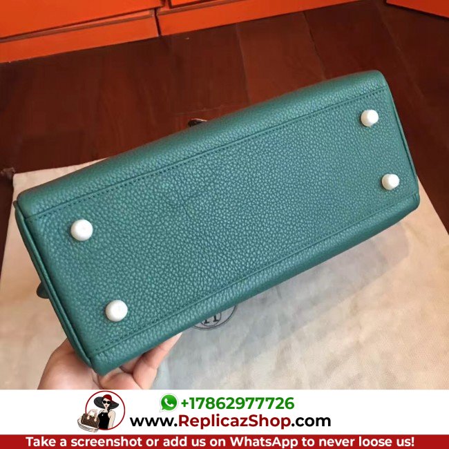 Hermes Malachite Clemence Kelly Retourne 32cm Lushentic AAAAA Grade Replica - Image 4