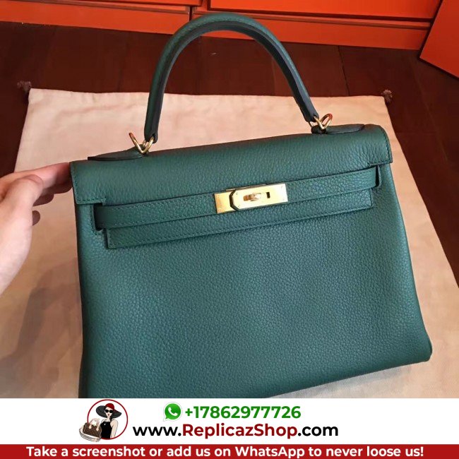 Hermes Malachite Clemence Kelly Retourne 32cm Lushentic AAAAA Grade Replica