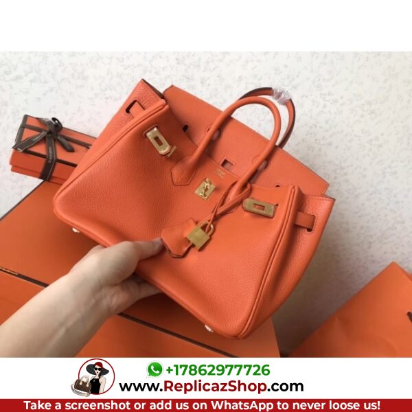 Hermes Orange Clemence Birkin 25cm Lushentic AAAAA Grade Replica - Image 10