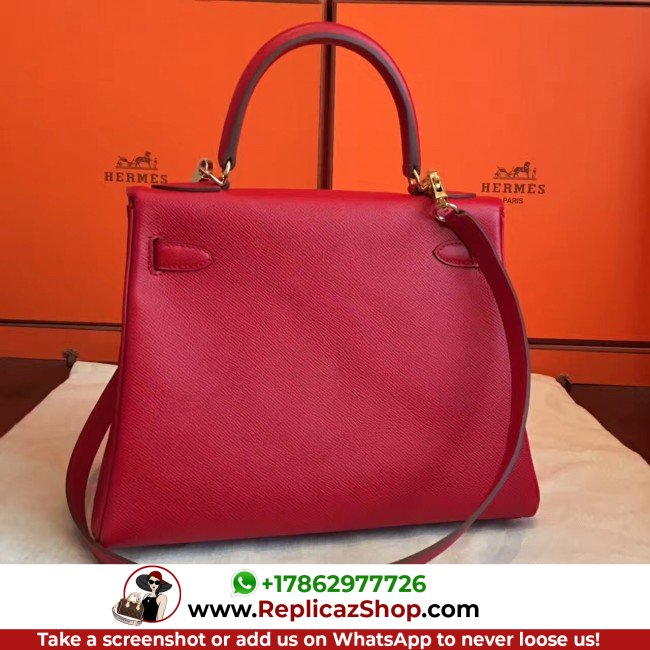 Hermes Red Epsom Kelly 32cm Sellier Lushentic AAAAA Grade Replica - Image 7