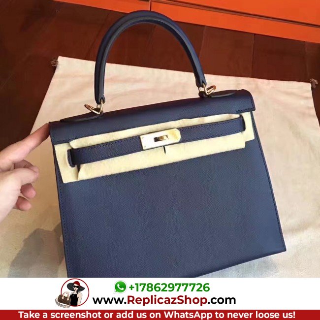 Hermes Sapphire Epsom Kelly Sellier 28cm Lushentic AAAAA Grade Replica