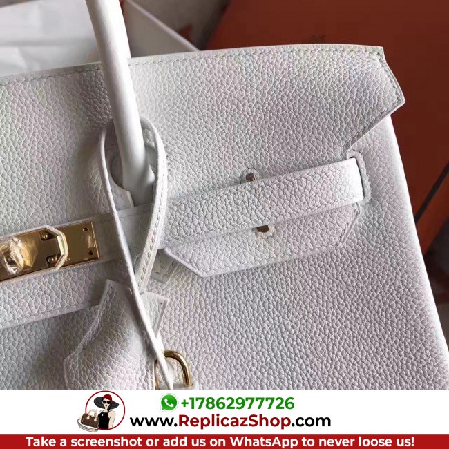 Hermes White Clemence Birkin 30cm Lushentic AAAAA Grade Replica - Image 5