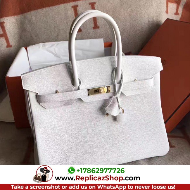 Hermes White Clemence Birkin 30cm Lushentic AAAAA Grade Replica - Image 3