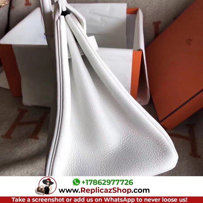 Hermes White Clemence Birkin 30cm Lushentic AAAAA Grade Replica - Image 6