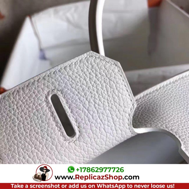 Hermes White Clemence Birkin 30cm Lushentic AAAAA Grade Replica - Image 8