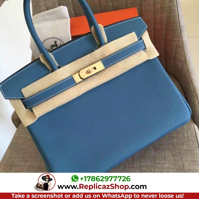 Hermes Blue Jean Clemence Birkin 35cm Lushentic AAAAA Grade Replica