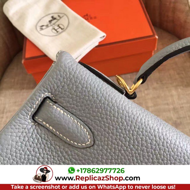 Hermes Blue Lin Clemence Kelly Retourne 32cm Lushentic AAAAA Grade Replica - Image 3