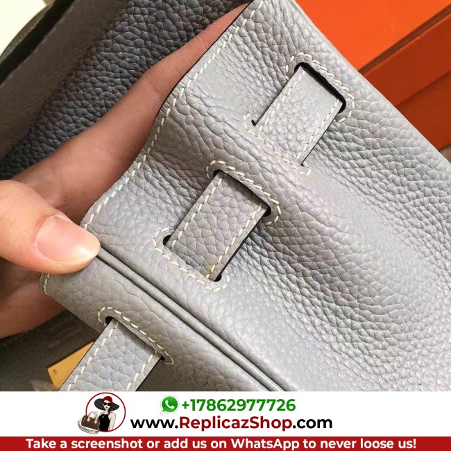 Hermes Blue Lin Clemence Kelly Retourne 32cm Lushentic AAAAA Grade Replica - Image 6