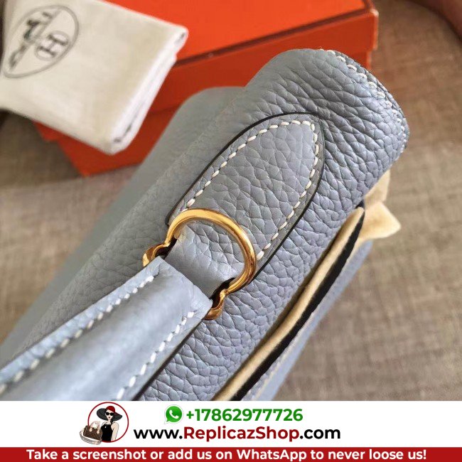 Hermes Blue Lin Clemence Kelly Retourne 32cm Lushentic AAAAA Grade Replica - Image 7