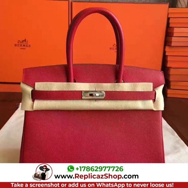 Hermes Red Epsom Birkin 30cm Lushentic AAAAA Grade Replica