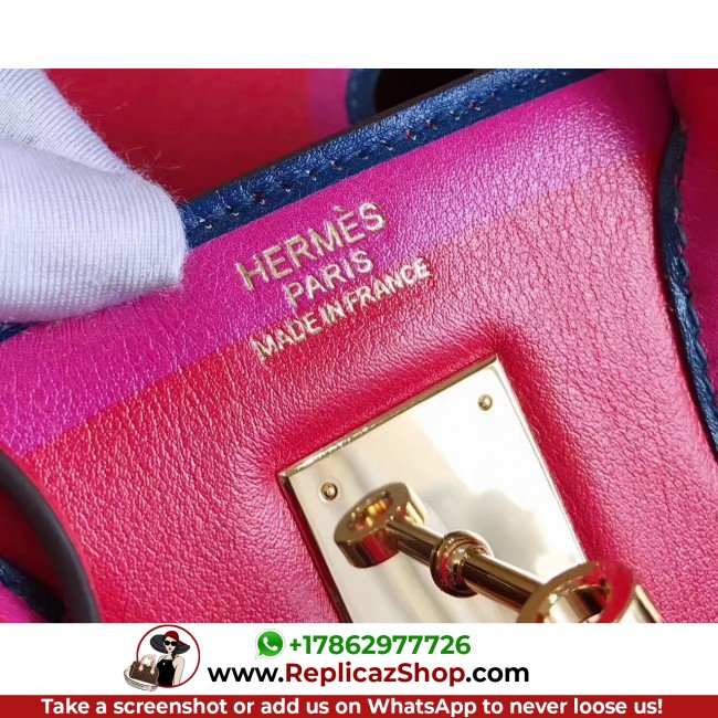 Hermes Red With Indigo Piping Goatskin Birkin 30cm Lushentic AAAAA Grade Replica - Image 2