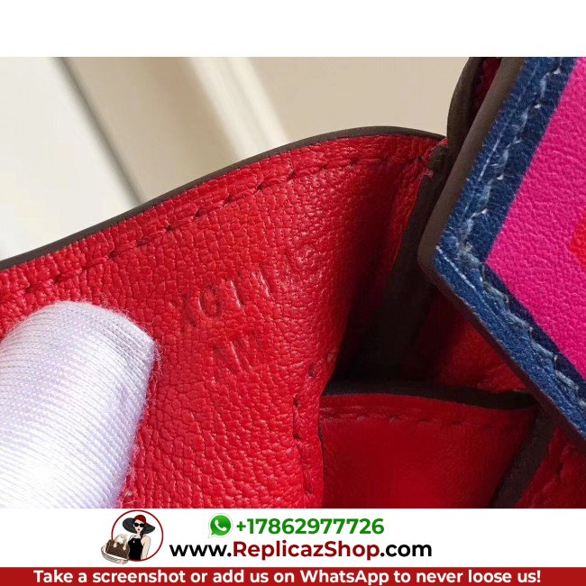 Hermes Red With Indigo Piping Goatskin Birkin 30cm Lushentic AAAAA Grade Replica - Image 6