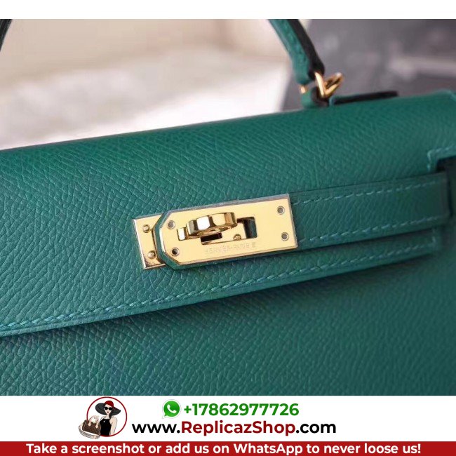 Hermes Malachite Epsom Kelly Mini II 20cm Lushentic AAAAA Grade Replica - Image 4
