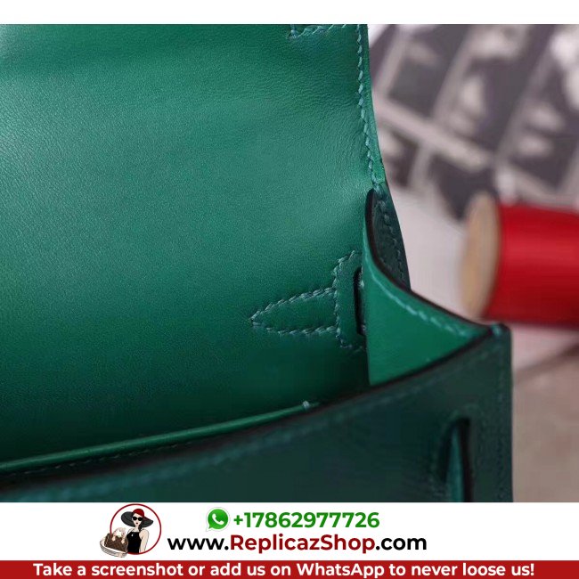 Hermes Malachite Epsom Kelly Mini II 20cm Lushentic AAAAA Grade Replica - Image 5
