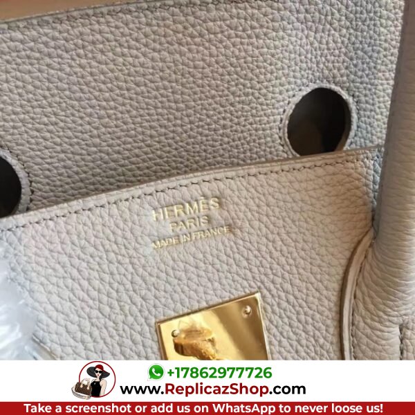 Hermes Pearl Grey Clemence Birkin 35cm Lushentic AAAAA Grade Replica - Image 3