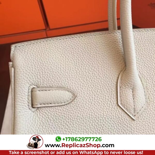 Hermes Pearl Grey Clemence Birkin 35cm Lushentic AAAAA Grade Replica - Image 4